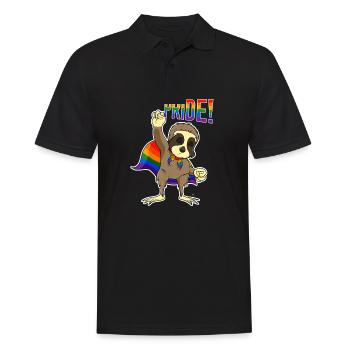Sloth I LGBTQ Flag I Rainbow Flag I Gay Pride - Männer Poloshirt - Schwarz - Vorne - Kai (181cm)
