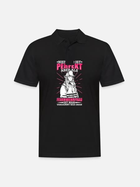 Feuerwehr - Männer Poloshirt - Schwarz