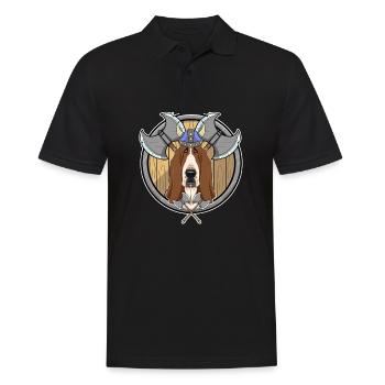 Basset Hound I Valhalla I Viking - Männer Poloshirt - Schwarz - Vorne - Kai (181cm)