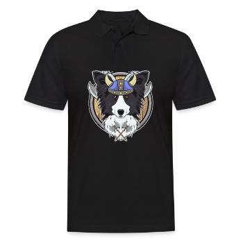 Border Collie I Valhalla I Viking - Männer Poloshirt - Schwarz - Vorne - Kai (181cm)