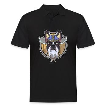 Boston Terrier I Valhalla I Viking - Männer Poloshirt - Schwarz - Vorne - Kai (181cm)