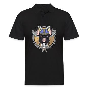 French Bulldog I Valhalla I Viking - Männer Poloshirt - Schwarz - Vorne - Kai (181cm)