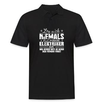 Elektriker Wir kennen Orte Elektroniker - Männer Poloshirt - Schwarz - Vorne - Kai (181cm)