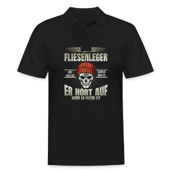 Fliesenleger - Männer Poloshirt - Schwarz - Vorne - Kai (181cm)