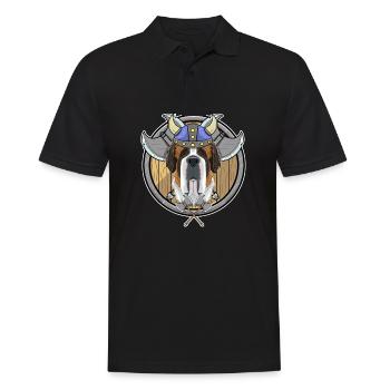 Saint Bernard I Valhalla I Viking - Männer Poloshirt - Schwarz - Vorne - Kai (181cm)