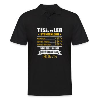 Tischler Stundenlohn Zimmerer - Männer Poloshirt - Schwarz - Vorne - Kai (181cm)