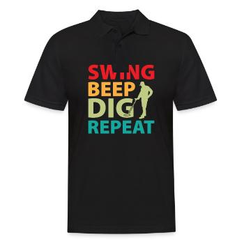 Dirt Fishing - Swing Beep Dig Repeat - Men's Polo Shirt - black - Front - Kai (181cm)