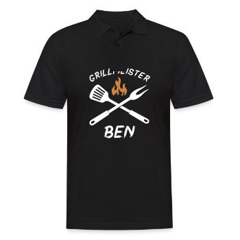 Grillmeister Ben - Männer Poloshirt - Schwarz - Vorne - Kai (181cm)