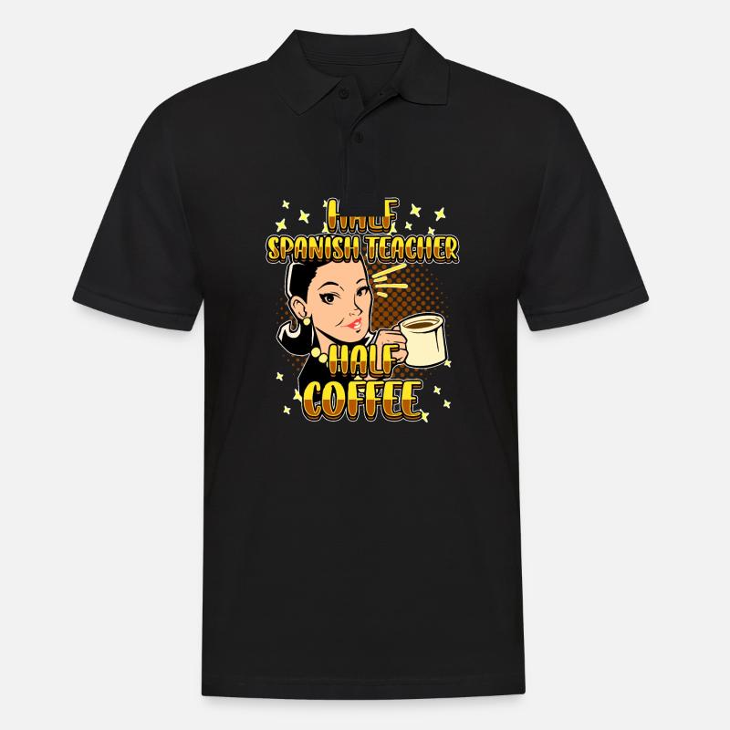 Moitié espagnol Mi-professeur de café - Polo Homme - noir