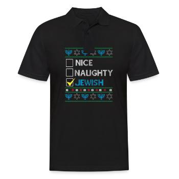Hanukkah Jewish Ugly Christmas - Nice Naughty Jewi - Männer Poloshirt - Schwarz - Vorne - Kai (181cm)