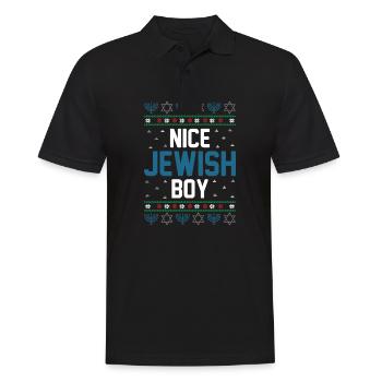 Hanukkah Jewish Ugly Christmas - Nice Jewish Boy - Men's Polo Shirt - black - Front - Kai (181cm)