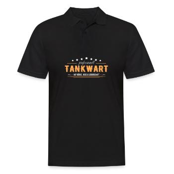 Tankwart mit Leidenschaft Tankstelle - Männer Poloshirt - Schwarz - Vorne - Kai (181cm)