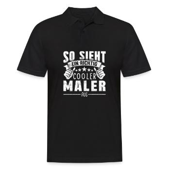 Maler Lackierer So sieht ein richtig cooler aus - Männer Poloshirt - Schwarz - Vorne - Kai (181cm)