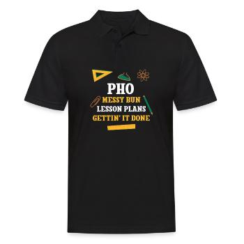 Pho Messy Bun Plans de leçon Drôle Professeur Humour - Polo Homme - noir - Devant - Kai (181cm)