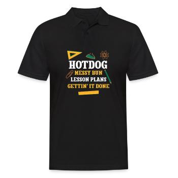 Hotdog Messy Bun Lesson Plans Funny Teacher Humor - Männer Poloshirt - Schwarz - Vorne - Kai (181cm)
