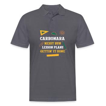 Carbonara Messy Bun Plans de leçon Drôle De Professeur - Polo Homme - charbon - Devant - Nico (186cm)