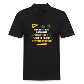 Spaghetti and Meatballs Messy Bun Lesson Plans - Men's Polo Shirt - black - Front - Kai (181cm)