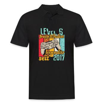 Level 6 freigeschaltet legendär seit 2017 - Männer Poloshirt - Schwarz - Vorne - Kai (181cm)