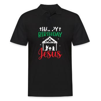 Noël moche - Joyeux anniversaire Jésus-Christ - Polo Homme - noir - Devant - Kai (181cm)