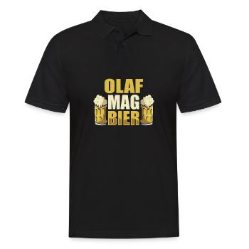 Olaf mag Bier Name Geburtstag - Männer Poloshirt - Schwarz - Vorne - Kai (181cm)