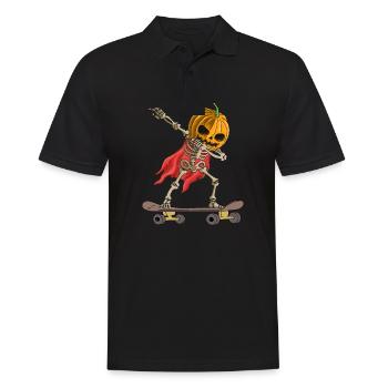Halloween Skater Kürbis Skelett Dabbin - Männer Poloshirt - Schwarz - Vorne - Kai (181cm)
