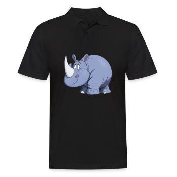 Rhinocéros de dessin animé Kawaii - Polo Homme - noir - Devant - Kai (181cm)
