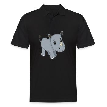 Rhinocéros de dessin animé Kawaii - Polo Homme - noir - Devant - Kai (181cm)