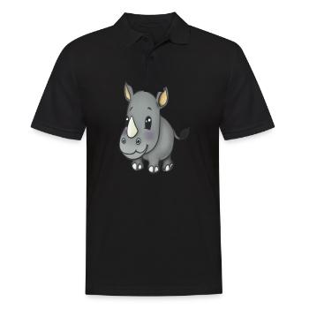 Rhinocéros de dessin animé Kawaii - Polo Homme - noir - Devant - Kai (181cm)