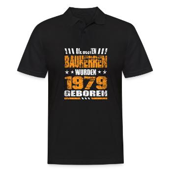 Bauherr Geburtstag Die Besten Bauherren wurden - Männer Poloshirt - Schwarz - Vorne - Kai (181cm)