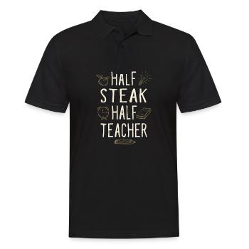 Half Steak Half Teacher Funny Professor Humor - Men's Polo Shirt - black - Front - Kai (181cm)