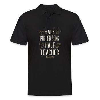 Moitié porc effiloché moitié professeur drôle - Polo Homme - noir - Devant - Kai (181cm)