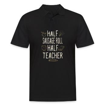 Half Sausage Roll Half Teacher Funny Professor - Men's Polo Shirt - black - Front - Kai (181cm)