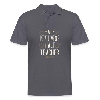 Half Potato Wedge Half Teacher Funny Professor - Men's Polo Shirt - charcoal grey - Front - Nico (186cm)