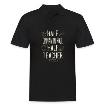 Half Cinnamon Roll Half Teacher Funny Professor - Männer Poloshirt - Schwarz - Vorne - Kai (181cm)