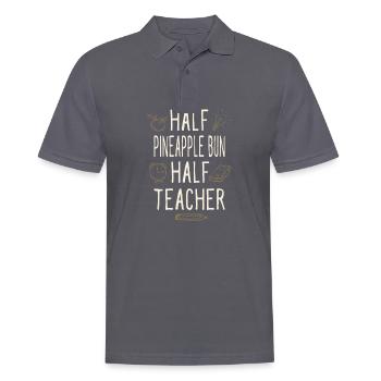 Half Pineapple Bun Half Teacher Funny Professor - Men's Polo Shirt - charcoal grey - Front - Nico (186cm)