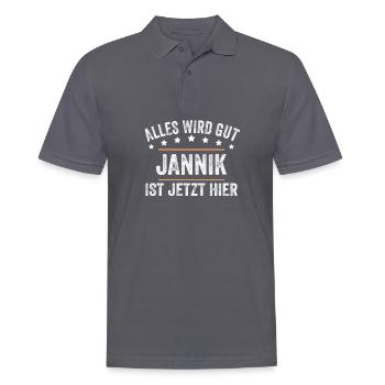 Jannik Vorname Name Geburtstag - Männer Poloshirt - Anthrazit - Vorne - Nico (186cm)