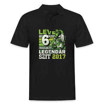 Level 6 freigeschaltet legendär seit 2017 - Männer Poloshirt - Schwarz - Vorne - Kai (181cm)