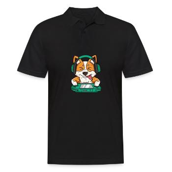 Corgi Gamer Console Chien de jeu - Polo Homme - noir - Devant - Kai (181cm)
