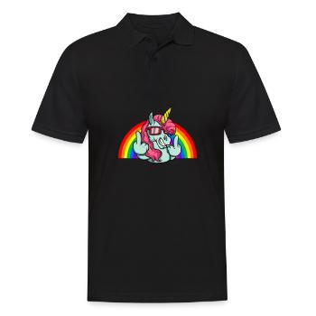 EInhorn mittelfinger ich könnt mich mal - Männer Poloshirt - Schwarz - Vorne - Kai (181cm)