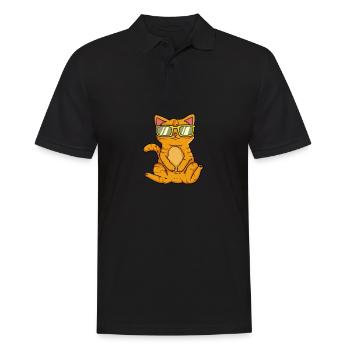 Cat Cat holiday sunglasses summer sea - Men's Polo Shirt - black - Front - Kai (181cm)