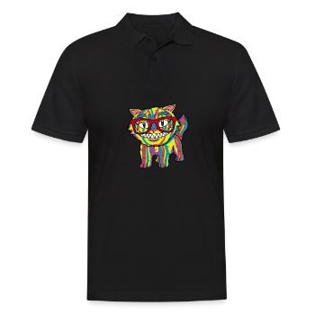 Cat Cat holiday glasses colorful summer sea - Men's Polo Shirt - black - Front - Kai (181cm)