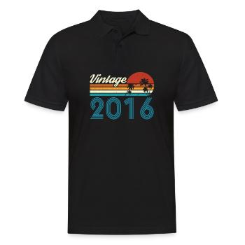 Vintage 2016 Vintage Anniversaire Rétro Vintage - Polo Homme - noir - Devant - Kai (181cm)