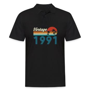 Vintage 1991 Vintage Anniversaire Rétro Vintage - Polo Homme - noir - Devant - Kai (181cm)
