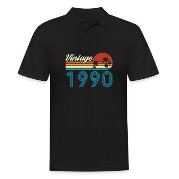Vintage 1990 Vintage Birthday Retro Vintage - Men's Polo Shirt - black - Front - Kai (181cm)