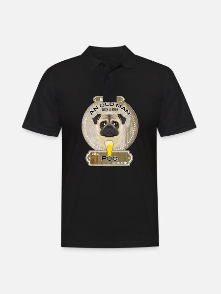 Pug Dad Beer Lover - Männer Poloshirt - Schwarz
