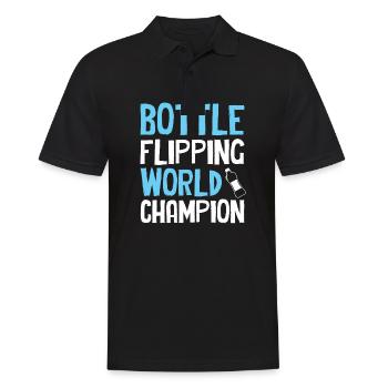 Bottle Flipping - Champion du Monde - Polo Homme - noir - Devant - Kai (181cm)
