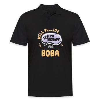 Provide Speech Therapy for Boba Funny Speech - Männer Poloshirt - Schwarz - Vorne - Kai (181cm)