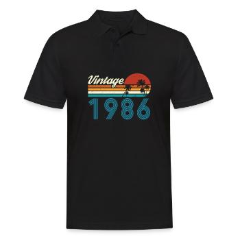 Vintage 1986 Vintage Anniversaire Rétro Vintage - Polo Homme - noir - Devant - Kai (181cm)