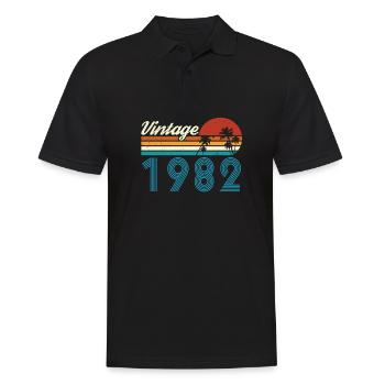 Vintage 1982 Vintage Anniversaire Rétro Vintage - Polo Homme - noir - Devant - Kai (181cm)