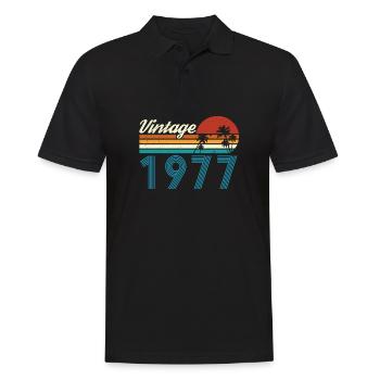Vintage 1977 Vintage Anniversaire Rétro Vintage - Polo Homme - noir - Devant - Kai (181cm)